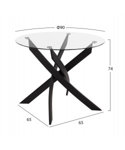 ΤΡΑΠΕΖΙ ΚΟΥΖΙΝΑΣ ΣΤΡΟΓΓΥΛΟ JAFARU HM8499.11 ΜΑΥΡΑ ΜΕΤΑΛ.ΠΟΔΙΑ Φ90x74εκ.