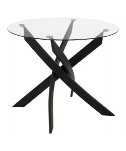 ΤΡΑΠΕΖΙ ΚΟΥΖΙΝΑΣ ΣΤΡΟΓΓΥΛΟ JAFARU HM8499.11 ΜΑΥΡΑ ΜΕΤΑΛ.ΠΟΔΙΑ Φ90x74εκ.