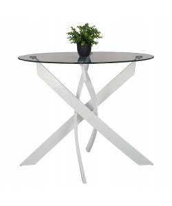 ΤΡΑΠΕΖΙ ΚΟΥΖΙΝΑΣ ΣΤΡΟΓΓΥΛΟ JAFARU HM8499.13 ΛΕΥΚΑ ΜΕΤΑΛ.ΠΟΔΙΑ Φ90x75Yεκ.