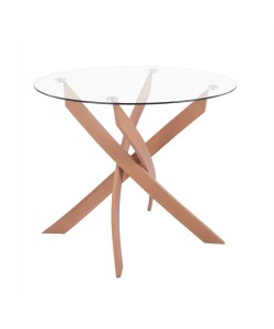 ΤΡΑΠΕΖΙ ΚΟΥΖΙΝΑΣ ΣΤΡΟΓΓΥΛΟ JAFARU HM8499.12 ΜΕΤΑΛ.ΠΟΔΙΑ ΧΡΩΜΑ ΦΥΣΙΚΟ Φ90x75Yεκ.