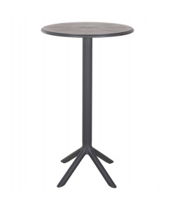 ΤΡΑΠΕΖΙ ΜΠΑΡ ΣΤΡΟΓΓΥΛΟ TERRIN HM6126.20 ΠΟΛΥΠΡΟΠΥΛΕΝΙΟ ΓΚΡΙ Φ60x106Υεκ.