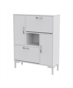 ΠΑΠΟΥΤΣΟΘΗΚΗ MEDY HM18187.03 ΜΕΛΑΜΙΝΗ ΣΕ ΛΕΥΚΟ-ΛΕΥΚΑ ΠΟΔΙΑ 86,5x30x109Υεκ