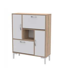 ΠΑΠΟΥΤΣΟΘΗΚΗ MEDY HM18187.04 ΜΕΛΑΜΙΝΗ ΣΕ ΛΕΥΚΟ & ΣΟΝΑΜΑ-ΛΕΥΚΑ ΠΟΔΙΑ 86,5x30x109Υεκ