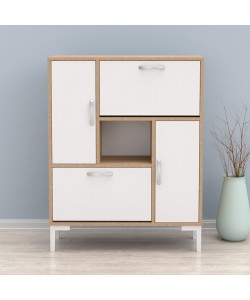 ΠΑΠΟΥΤΣΟΘΗΚΗ MEDY HM18187.04 ΜΕΛΑΜΙΝΗ ΣΕ ΛΕΥΚΟ & ΣΟΝΑΜΑ-ΛΕΥΚΑ ΠΟΔΙΑ 86,5x30x109Υεκ