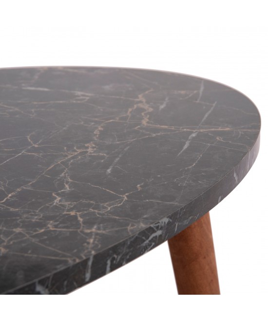 ΣΕΤ ΤΡΑΠΕΖΙ ΣΑΛΟΝΙΟΥ & 3 ΒΟΗΘ.ΤΡΑΠΕΖΙΑ VITAL HM18180.02 ΜΕΛΑΜΙΝΗ ΜΑΥΡΟ ΜΑΡΜΑΡΟ-ΚΑΡΥΔΙ ΠΟΔΙΑ