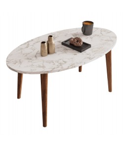 ΣΕΤ ΤΡΑΠΕΖΙ ΣΑΛΟΝΙΟΥ & 3 ΒΟΗΘ.ΤΡΑΠΕΖΙΑ VITAL HM18180.03 ΜΕΛΑΜΙΝΗ ΛΕΥΚΟ ΜΑΡΜΑΡΟ-ΚΑΡΥΔΙ ΠΟΔΙΑ