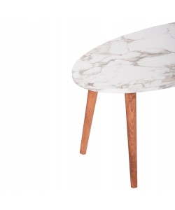 ΣΕΤ ΤΡΑΠΕΖΙ ΣΑΛΟΝΙΟΥ & 3 ΒΟΗΘ.ΤΡΑΠΕΖΙΑ VITAL HM18180.03 ΜΕΛΑΜΙΝΗ ΛΕΥΚΟ ΜΑΡΜΑΡΟ-ΚΑΡΥΔΙ ΠΟΔΙΑ