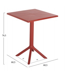ΤΡΑΠΕΖΙ ΠΟΛΥΠΡΟΠΥΛΕΝΙΟΥ ΤΕΤΡΑΓΩΝΟ TERRIN HM6125.16 ΚΟΚΚΙΝΟ 60,5x60,5x76,5Υεκ.