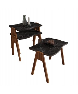 ΣΕΤ 3ΤΜΧ ΒΟΗΘ.ΤΡΑΠΕΖΑΚΙΑ ESSENT HM18175.02 ΜΕΛΑΜΙΝΗ ΣΕ ΚΑΡΥΔΙ-ΜΑΥΡΟ ΜΑΡΜΑΡΟ 45x35x40Yεκ.