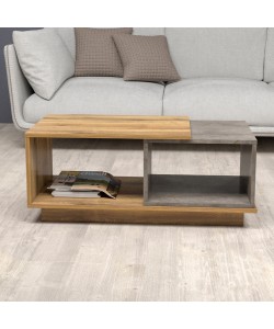 ΤΡΑΠΕΖΙ ΣΑΛΟΝΙΟΥ TELES HM18181.06 ΜΕΛΑΜΙΝΗ ΣΕ ΦΥΣΙΚΟ & ΓΚΡΙ ΜΑΡΜΑΡΟ 100x45x42Υεκ.