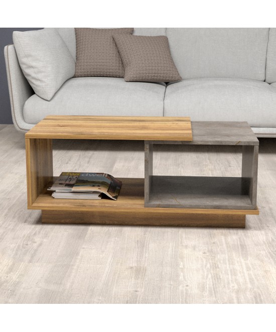 ΤΡΑΠΕΖΙ ΣΑΛΟΝΙΟΥ TELES HM18181.06 ΜΕΛΑΜΙΝΗ ΣΕ ΦΥΣΙΚΟ & ΓΚΡΙ ΜΑΡΜΑΡΟ 100x45x42Υεκ.
