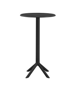 ΤΡΑΠΕΖΙ ΜΠΑΡ ΣΤΡΟΓΓΥΛΟ TERRIN HM6126.12 ΠΟΛΥΠΡΟΠΥΛΕΝΙΟ ΜΑΥΡΟ Φ61x107Υεκ.