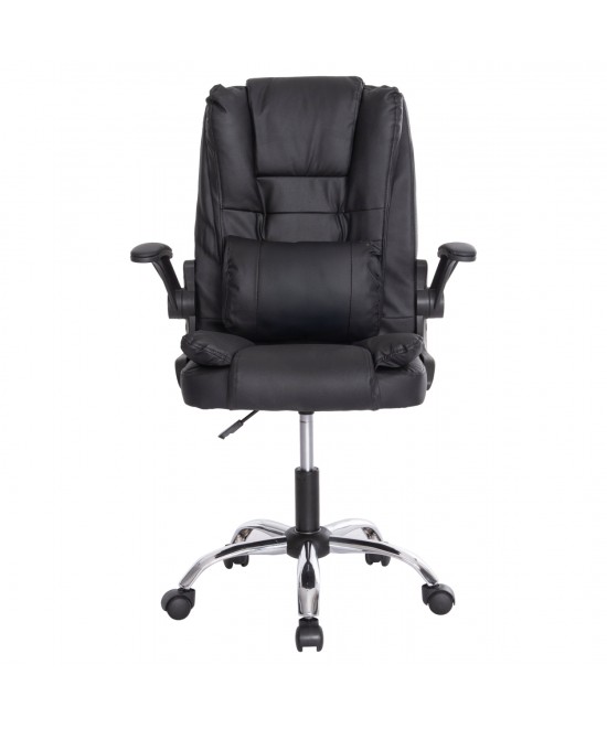 ΚΑΡΕΚΛΑ ΓΡΑΦΕΙΟΥ CANAN HM1201 ΜΑΥΡO PVC-ΒΑΣΗ ΧΡΩΜΙΟΥ 66x61x105Υεκ.