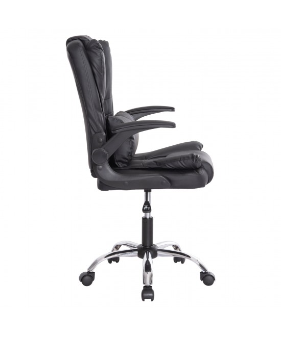 ΚΑΡΕΚΛΑ ΓΡΑΦΕΙΟΥ CANAN HM1201 ΜΑΥΡO PVC-ΒΑΣΗ ΧΡΩΜΙΟΥ 66x61x105Υεκ.