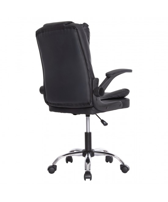 ΚΑΡΕΚΛΑ ΓΡΑΦΕΙΟΥ CANAN HM1201 ΜΑΥΡO PVC-ΒΑΣΗ ΧΡΩΜΙΟΥ 66x61x105Υεκ.