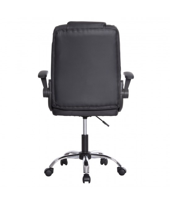 ΚΑΡΕΚΛΑ ΓΡΑΦΕΙΟΥ CANAN HM1201 ΜΑΥΡO PVC-ΒΑΣΗ ΧΡΩΜΙΟΥ 66x61x105Υεκ.