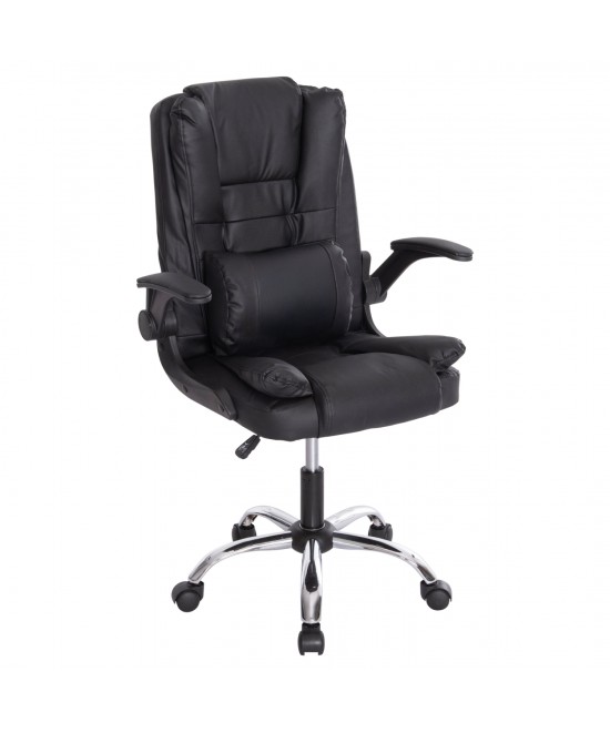 ΚΑΡΕΚΛΑ ΓΡΑΦΕΙΟΥ CANAN HM1201 ΜΑΥΡO PVC-ΒΑΣΗ ΧΡΩΜΙΟΥ 66x61x105Υεκ.