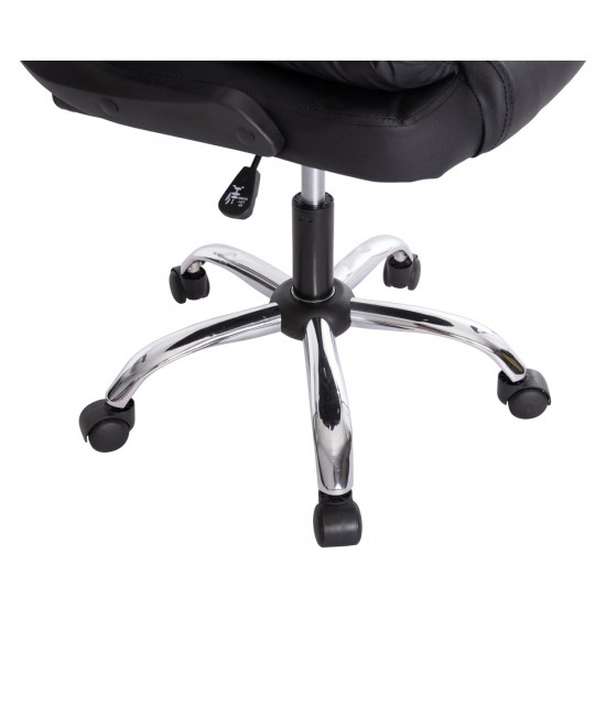 ΚΑΡΕΚΛΑ ΓΡΑΦΕΙΟΥ CANAN HM1201 ΜΑΥΡO PVC-ΜΑΥΡΟ NYLON-ΒΑΣΗ ΧΡΩΜΙΟΥ 66x61x105Υεκ.