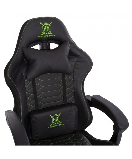 ΠΟΛΥΘΡΟΝΑ GAMING LOOT HM1204 ΜΑΥΡΟ-ΠΡΑΣΙΝΟ PVC & NYLON 60x60x120Υεκ.