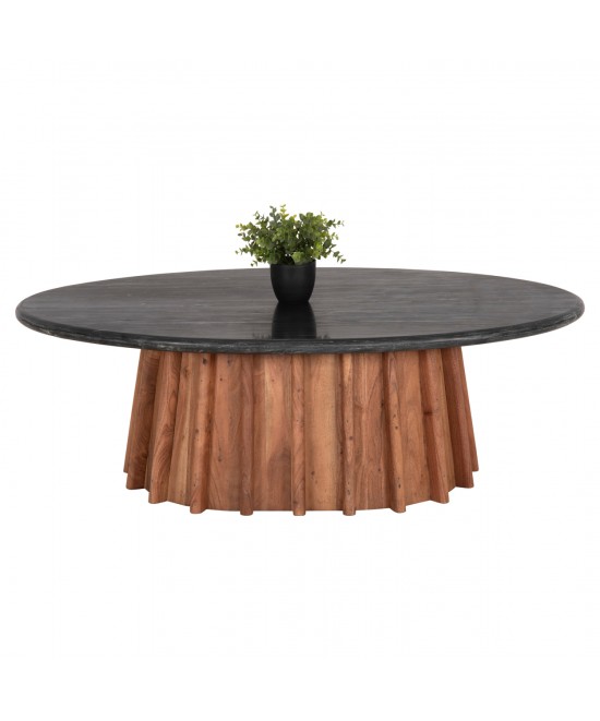 ΤΡΑΠΕΖΙ ΣΑΛΟΝΙΟΥ ΟΒΑΛ DRAXX HM9934 ΜΑΣΙΦ ΑΚΑΚΙΑ-ΜΑΥΡΟ ΜΑΡΜΑΡΟ 120x70x38Υεκ.