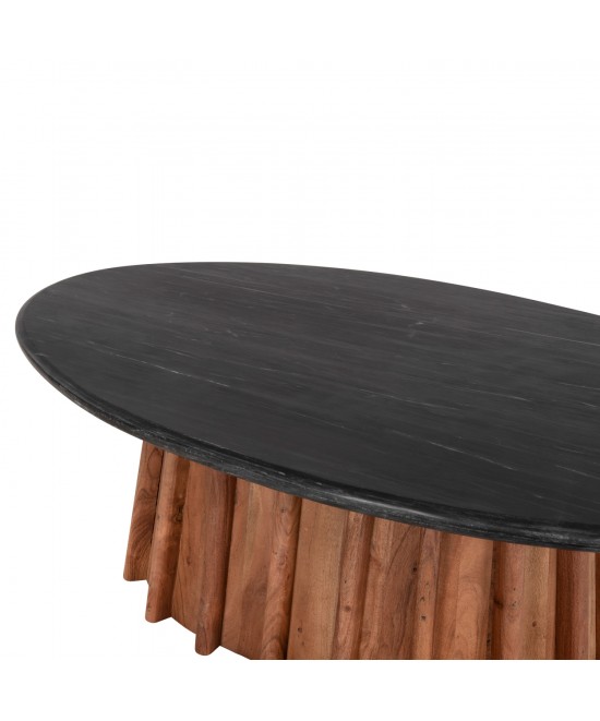 ΤΡΑΠΕΖΙ ΣΑΛΟΝΙΟΥ ΟΒΑΛ DRAXX HM9934 ΜΑΣΙΦ ΑΚΑΚΙΑ-ΜΑΥΡΟ ΜΑΡΜΑΡΟ 120x70x38Υεκ.