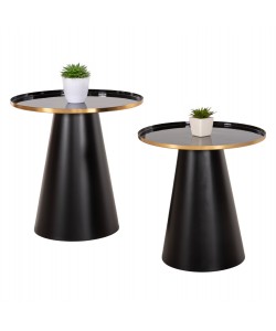 ΤΡΑΠΕΖΙA ΣΑΛΟΝΙΟΥ 2ΤΜΧ BENG HM9920 ΜΕΤΑΛΛΟ ΕΜΑΓΙΕ TOP-ΒΑΣΗ ΜΑΤ-ΜΑΥΡΟ Φ50 & Φ40 εκ.