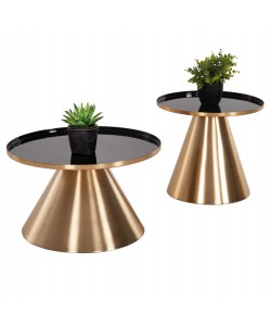 ΤΡΑΠΕΖΙA ΣΑΛΟΝΙΟΥ 2ΤΜΧ LORME HM9923 ΜΕΤΑΛΛΟ ΣΕ ΜΑΥΡΟ&ΧΡΥΣΟ Φ50 & Φ40 εκ.