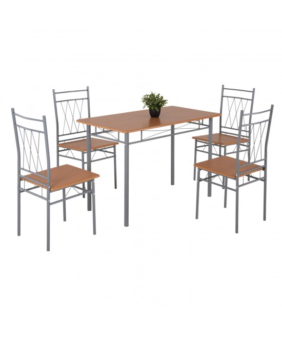 ΣΕΤ ΤΡΑΠΕΖΑΡΙΑΣ 5ΤΜΧ PRAIORY HM18005.02 ΜΕΤΑΛΛΟ ΑΣΗΜΙ-MDF ΣΟΝΑΜΑ 110x60x74Yεκ.