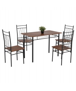 ΣΕΤ ΤΡΑΠΕΖΑΡΙΑΣ 5ΤΜΧ PRAIORY HM18005.01 ΜΕΤΑΛΛΟ ΜΑΥΡΟ ΜΑΤ-MDF ΚΑΡΥΔΙ 110x60x74Yεκ.