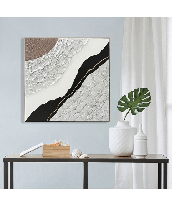 ΠΙΝΑΚΑΣ ΤΟΙΧΟΥ ABSTRACT (ΤΕΤΡΑΓΩΝΟΣ) HM4553.01 ΜΕ ΚΟΡΝΙΖΑ ΜΠΕΖ-ΚΑΜΒΑΣ 82x4.5x82Υεκ