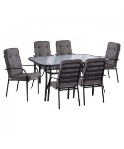 ΣΕΤ ΤΡΑΠΕΖΑΡΙΑΣ 7TMX ΜΕ ΤΡΑΠΕΖΙ 160Χ90Χ72Υεκ.ΚΑΙ 6 ΠΟΛΥΘΡΟΝΕΣ ΓΚΡΙ ΜΕΤΑΛΛΟ HM10564.01