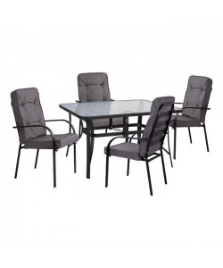 ΣΕΤ ΤΡΑΠΕΖΑΡΙΑΣ 5TMX ΤΡΑΠΕΖΙ 140Χ80Χ72Υεκ.ΚΑΙ 4 ΠΟΛΥΘΡΟΝΕΣ ΜΕΤΑΛΛΟ ΓΚΡΙ HM10562.01