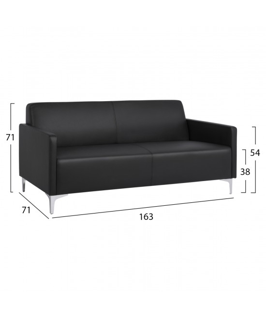 ΚΑΝΑΠΕΣ 3ΘΕΣΙΟΣ NELLIE HM3159.31 ΜΕ ΜΑΥΡΟ PU 163x71x71Υ εκ.