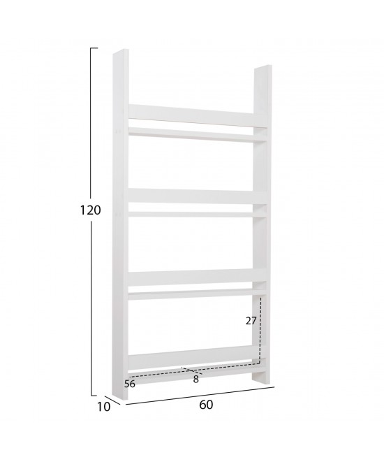 ΡΑΦΙΕΡΑ ΤΟΙΧΟΥ SANI HM18224.01 ΜΕΛΑΜΙΝΗ ΣΕ ΛΕΥΚΟ 60x10x120Υεκ. (4 ΡΑΦΙΑ)