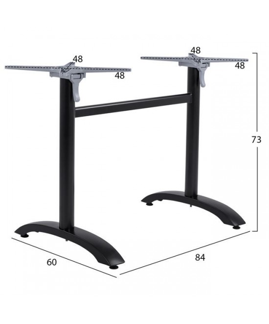 ΒΑΣΗ ΑΛΟΥΜΙΝΙΟΥ ΔΙΣΤΗΛΗ HM468.01 ΜΑΥΡΟ ΜΑΤ 84X60X73-93Υ εκ.