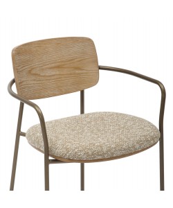 ΚΑΡΕΚΛΑ ΤΡΑΠΕΖΑΡΙΑΣ VIKKI HM9980.01 ΜΕΤΑΛΛΟ-ΞΥΛΟ-ΜΠΕΖ ΥΦΑΣΜΑ 54x54x75,5Υεκ.