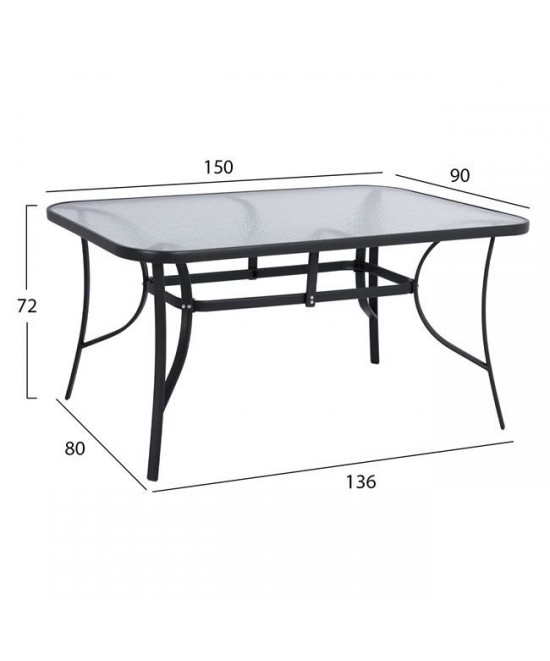 ΣΕΤ ΤΡΑΠΕΖΑΡΙΑΣ 7ΤΜΧ ΚΑΡΕΚΛΕΣ ΜΕ ΜΑΞΙΛΑΡΙ & ΤΡΑΠΕΖΙ 150X90 HM10572.01 ΓΚΡΙ