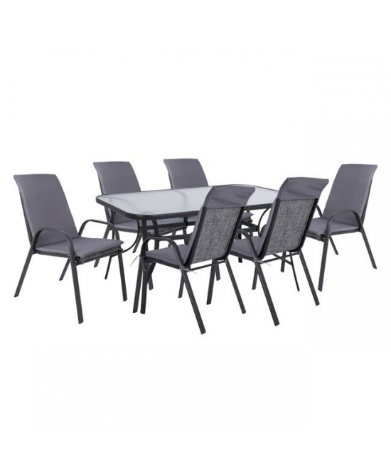 ΣΕΤ ΤΡΑΠΕΖΑΡΙΑΣ 7ΤΜΧ ΚΑΡΕΚΛΕΣ ΜΕ ΜΑΞΙΛΑΡΙ & ΤΡΑΠΕΖΙ 150X90 HM10572.01 ΓΚΡΙ