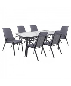 ΣΕΤ ΤΡΑΠΕΖΑΡΙΑΣ 7ΤΜΧ ΚΑΡΕΚΛΕΣ ΜΕ ΜΑΞΙΛΑΡΙ & ΤΡΑΠΕΖΙ 160X90 HM10571.01 ΓΚΡΙ