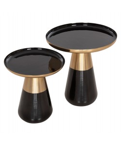 ΤΡΑΠΕΖΙA ΣΑΛΟΝΙΟΥ 2ΤΜΧ OLUF HM9922 ΜΕΤΑΛΛΟ ΕΜΑΓΙΕ-GLOSSY ΜΑΥΡΟ-ΜΑΤ ΧΡΥΣΟ Φ50 & Φ41 εκ.