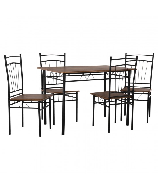 ΣΕΤ ΤΡΑΠΕΖΑΡΙΑΣ 5ΤΜΧ PEARY HM9416.11 ΜΕΤΑΛΛΟ ΜΑΥΡΟ-MDF ΚΑΡΥΔΙ 110x60x74Yεκ.