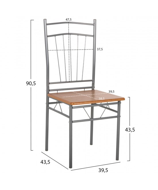 ΣΕΤ ΤΡΑΠΕΖΑΡΙΑΣ 5ΤΜΧ PEARY HM9416.12 ΜΕΤΑΛΛΟ ΑΣΗΜΙ-MDF ΣΟΝΑΜΑ 110x60x74Yεκ.