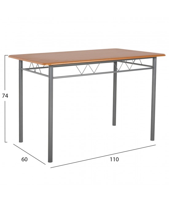 ΣΕΤ ΤΡΑΠΕΖΑΡΙΑΣ 5ΤΜΧ PEARY HM9416.12 ΜΕΤΑΛΛΟ ΑΣΗΜΙ-MDF ΣΟΝΑΜΑ 110x60x74Yεκ.