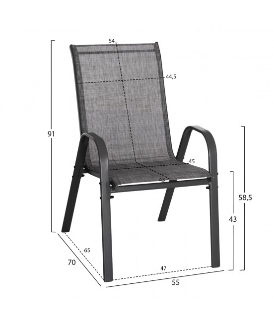 ΣΕΤ ΤΡΑΠΕΖΑΡΙΑΣ 5ΤΜΧ HM5193.01 ΜΕΤΑΛΛΙΚΗ ΜΕ 4 ΚΑΡΕΚΛΕΣ & ΤΡΑΠΕΖΙ 110x60 ΓΚΡΙ