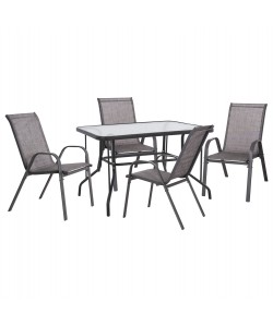 ΣΕΤ ΤΡΑΠΕΖΑΡΙΑΣ 5ΤΜΧ HM5193.01 ΜΕΤΑΛΛΙΚΗ ΜΕ 4 ΚΑΡΕΚΛΕΣ & ΤΡΑΠΕΖΙ 110x60 ΓΚΡΙ