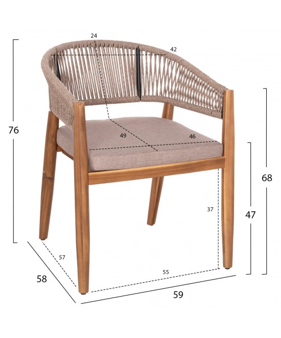 ΣΕΤ ΤΡΑΠΕΖΑΡΙΑΣ 9ΤΜΧ NAVANT HM21066.02 ΤΡΑΠΕΖΙ & 8 ΚΑΡΕΚΛΕΣ ΞΥΛΟ ΑΚΑΚΙΑΣ-ΣΧΟΙΝΙ ΜΠΕΖ