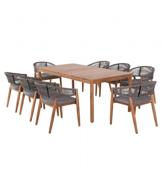 ΣΕΤ ΤΡΑΠΕΖΑΡΙΑΣ 9ΤΜΧ NAVANT HM21066.01 ΤΡΑΠΕΖΙ ΜΕ 8 ΚΑΡΕΚΛΕΣ ΞΥΛΟ ΑΚΑΚΙΑΣ-ΣΧΟΙΝΙ ΓΚΡΙ