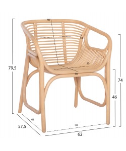 ΠΟΛΥΘΡΟΝΑ MEL ΕΣΩΤ. ΧΩΡΩΝ HM9954.01 ΦΥΣΙΚΟ RATTAN 62x57,5x79,5Υεκ.