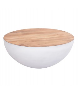 ΔΙΑΚΟΣΜΗΤΙΚΟ ΤΡΑΠΕΖΙ ΣΑΛΟΝΙΟΥ BOWL Φ91x38,5Yεκ. ΛΕΥΚΟ ΜΕ ΞΥΛΟ ΑΚΑΚΙΑΣ HM8717.23 Β'ΔΙΑΛΟΓΗΣ