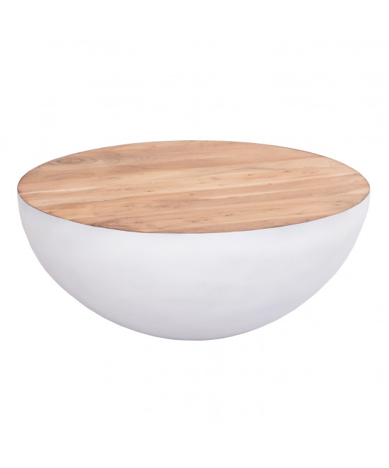 ΔΙΑΚΟΣΜΗΤΙΚΟ ΤΡΑΠΕΖΙ ΣΑΛΟΝΙΟΥ BOWL Φ91x38,5Yεκ. ΛΕΥΚΟ ΜΕ ΞΥΛΟ ΑΚΑΚΙΑΣ HM8717.23 Β'ΔΙΑΛΟΓΗΣ